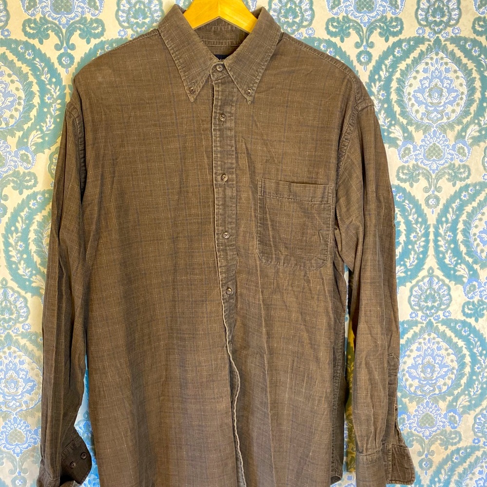 Sonoma Men’s Large Corduroy Brown/Blue Button Up